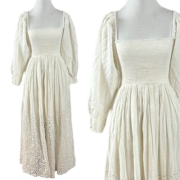 Free People Ethereal Dainty Perfect Storm Midi Dress Ivory Cream Large Cottage - Picture 10 of 16